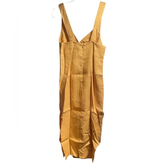 Reformation “Allira” Linen Tent V-neck Zip Sleeveless Mustard Midi Dress XS - Picture 4 of 4